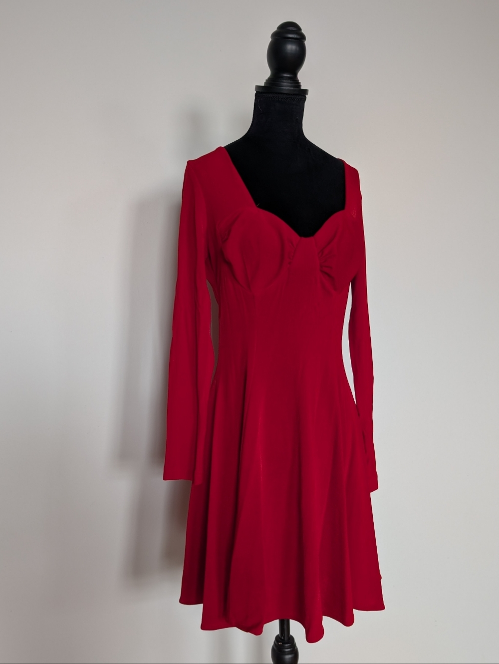 Vibrant Red Long Sleeve Vintage Marnie West Dress Size L